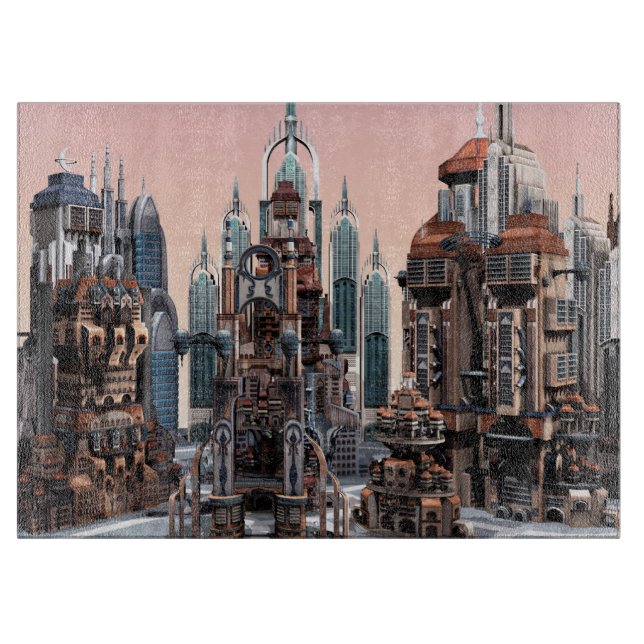 Futuristische Stadt Schneidebrett (Vorderseite)