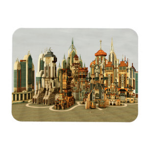 Futuristische Stadt Sci-Fi Magnet