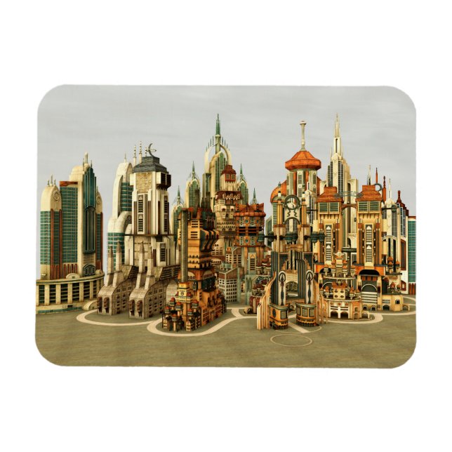 Futuristische Stadt Sci-Fi Magnet (Horizontal)