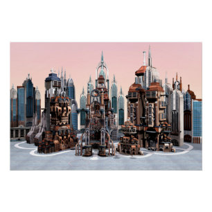 Futuristische Stadt Sci-Fi Poster
