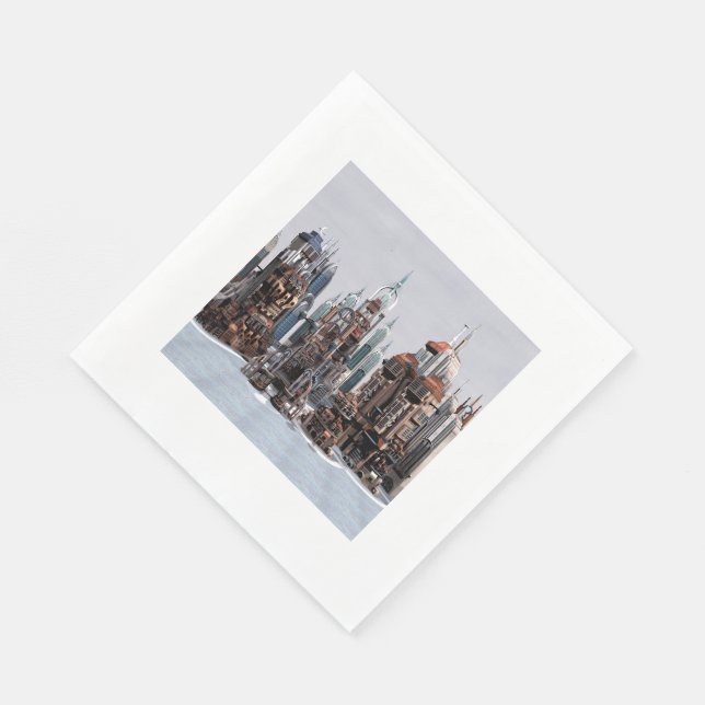 Futuristische Stadt Serviette (Ecke)