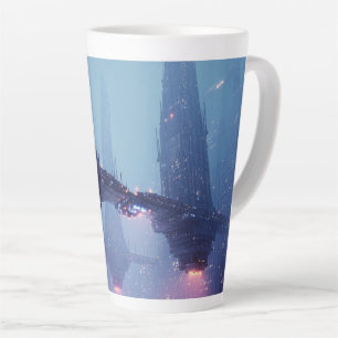 Futuristische Stadtlandschaft mit schwebenden Stru Milchtasse