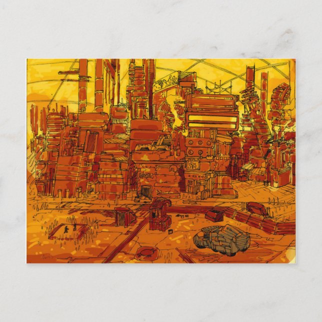 Futuristische Stadtumgebung Postkarte (Vorderseite)
