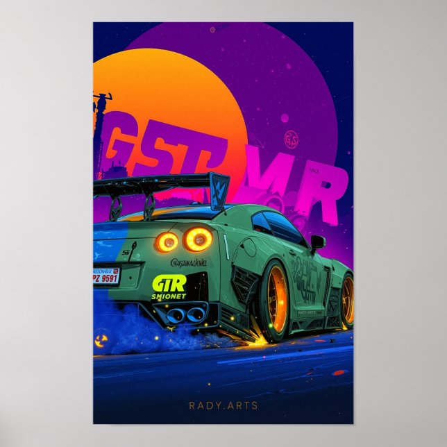 Futuristische Street Racer GTR Art Print Poster (Vorne)