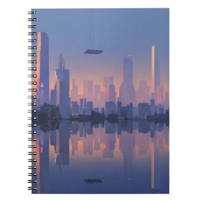 Futuristische Sunset Cityscape Notebook Notizblock (Vorderseite)