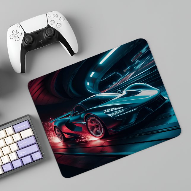 Futuristische Supercar Neon Tunnel Mouse Pad Mousepad (Von Creator hochgeladen)