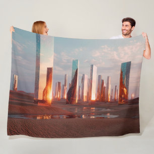 Futuristische surrealistische Spiegel-Türme in der Fleecedecke