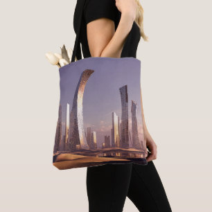 Futuristische surrealistische Wolkenkratzer in der