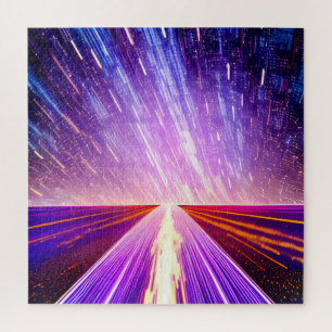 Futuristische vergangene Dimension in dunkle Nacht Puzzle