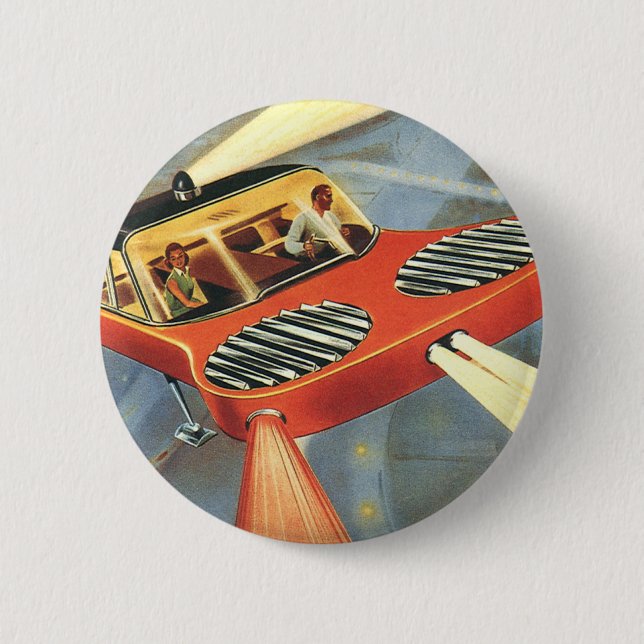 Futuristische Vintage Science Fiction Button (Vorderseite)