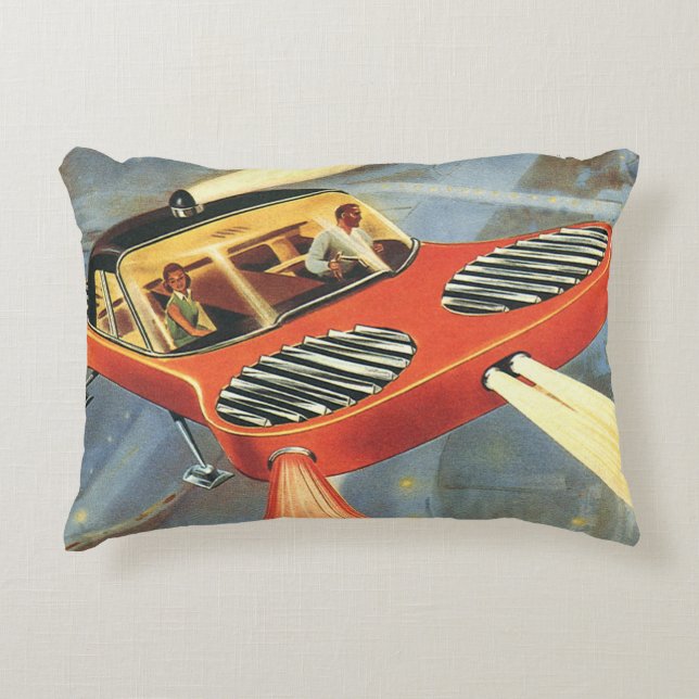 Futuristische Vintage Science Fiction Dekokissen (Vorderseite)