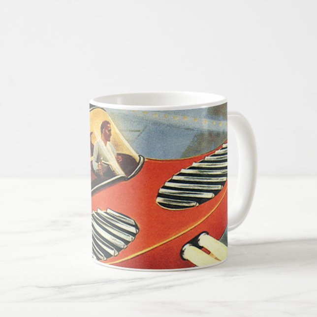Futuristische Vintage Science Fiction Kaffeetasse (VorderseiteRechts)