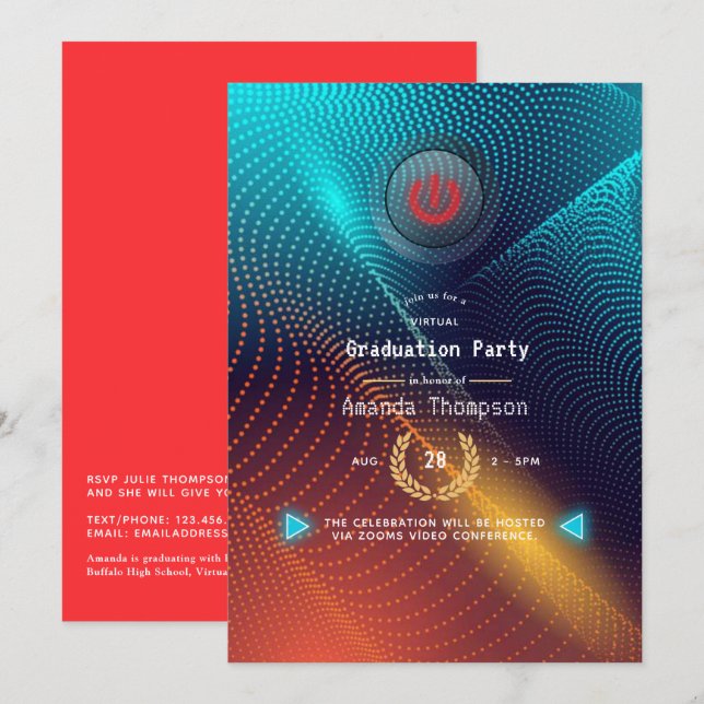 Futuristische Virtual Graduation Party Einladung (Vorne/Hinten)