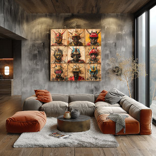 Futuristische Warriormasken im Abstrakten Graffiti Poster