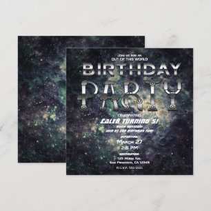 Futuristische Weltraum-Rock-Kosmik-Galaxie-Geburts Einladung
