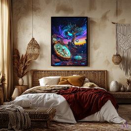 Futuristische Zeitdämmung - surrealer Neontraum Poster