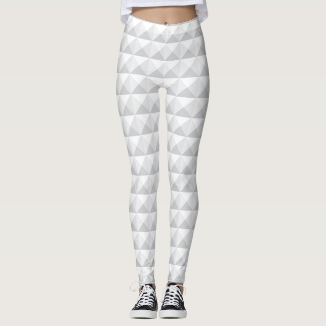 Futuristischer 3D-Effekt Weißer Pyramiden-Leggings Leggings (Vorderseite)