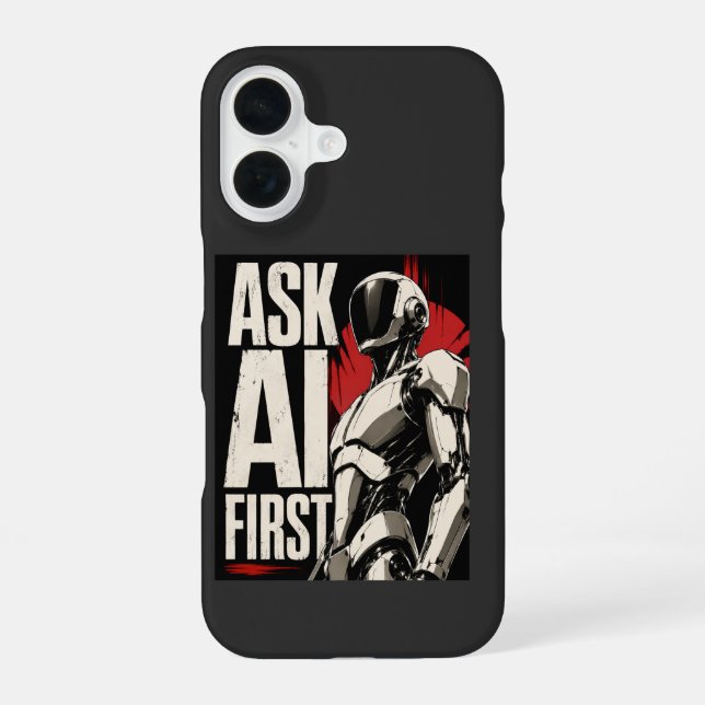 Futuristischer AI-Roboter-Humanoid-Tech-Design iPhone 16 Hülle (Rückseite)