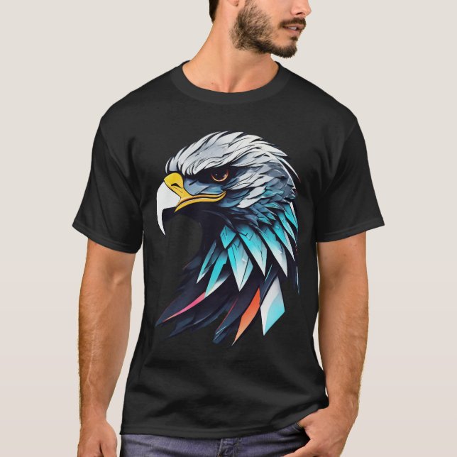 Futuristischer American Eagle Basic Dark T - Shirt (Vorderseite)