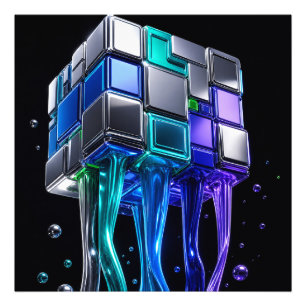 Futuristischer Chrom-Puzzlewürfel Fotodruck