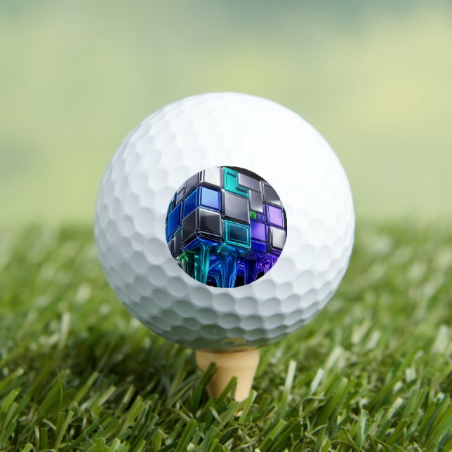 Futuristischer Chrom-Puzzlewürfel  Golfball (Insitu T-Shirt)