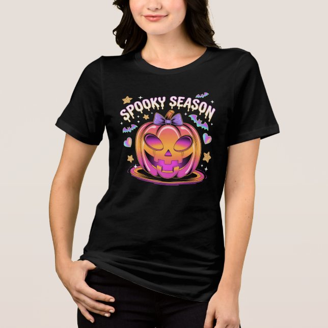 Futuristischer Chrome Jack-O’-Lantern Halloween T- Tri-Blend Shirt (Vorderseite)