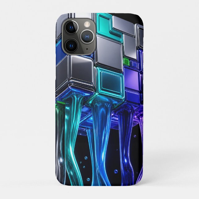 Futuristischer Chrome-Puzzlewürfel  Case-Mate iPhone Hülle (Rückseite)