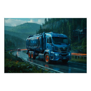 Futuristischer Cyber-Lkw ab 2077 Poster