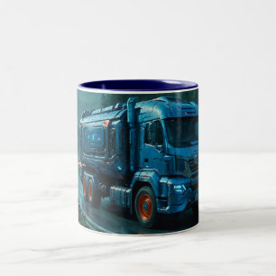 Futuristischer Cyber-Lkw ab 2077 Zweifarbige Tasse