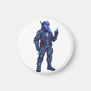 Futuristischer Cyber-Pilot-Mecha-Grafik-Hoodie Magnet
