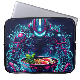 Futuristischer Cyberpunk-Roboter Neon Food Ramen Laptopschutzhülle