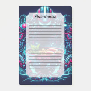 Futuristischer Cyberpunk-Roboter Neon Food Ramen Post-it Klebezettel
