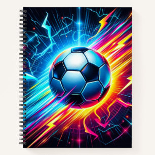 Futuristischer elektrischer Fußball Blitz Notizbuch