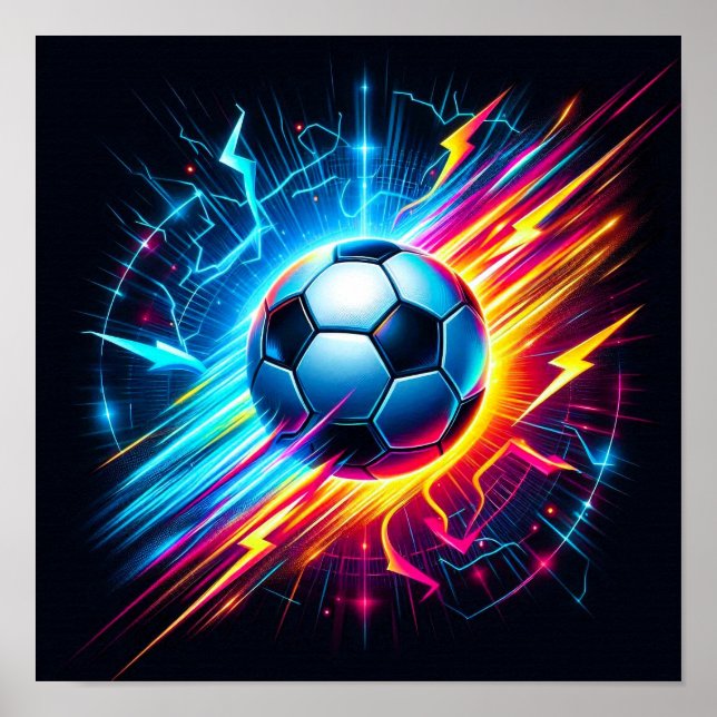Futuristischer elektrischer Fußball Blitz Poster (Vorne)