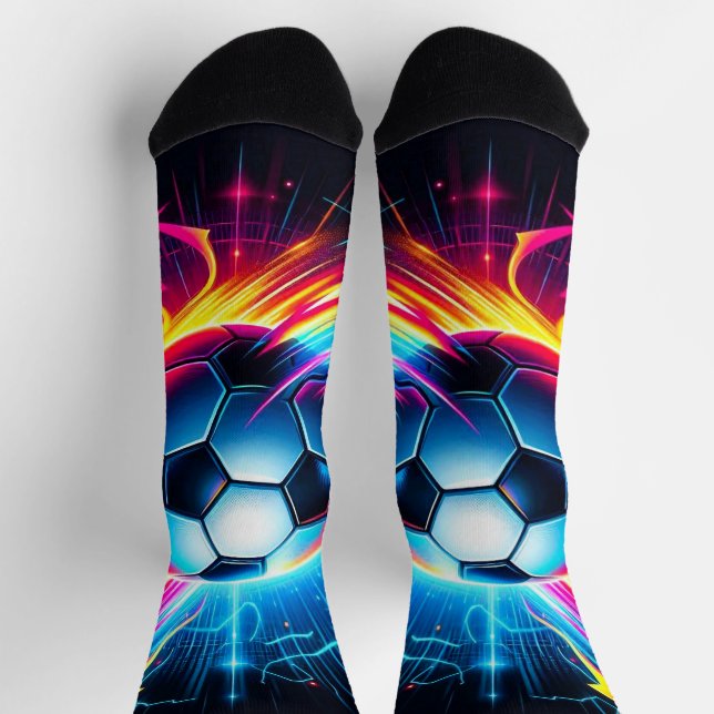 Futuristischer elektrischer Fußball Blitz Socken (Oben)