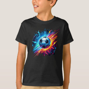 Futuristischer elektrischer Fußball Blitz T-Shirt