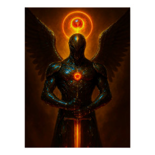 Futuristischer Erzengel des Glutreichs mit Schwert Poster