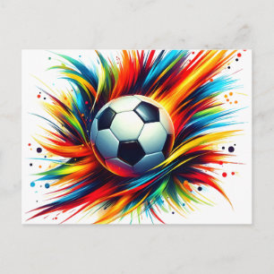 Futuristischer Fußball Splash Soccer Ball Abstract Feiertagspostkarte