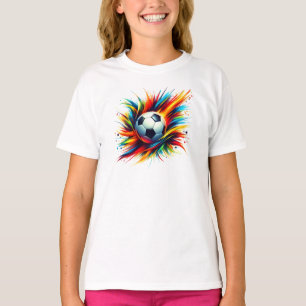 Futuristischer Fußball Splash Soccer Ball Abstract T-Shirt