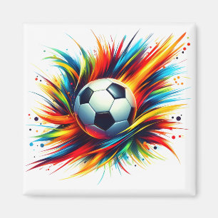 Futuristischer Fußball Splash Soccer Ball Abstrakt Magnet