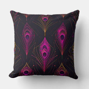 Futuristischer geometrischer Pfau & Neon-Puls-Kiss Kissen
