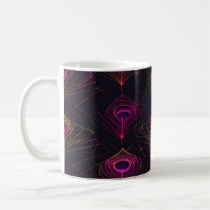 Futuristischer geometrischer Pfau & Neon‑Puls‑Tass Kaffeetasse