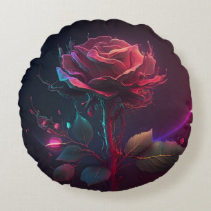 Futuristischer Hintergrund der Rose Rundes Kissen