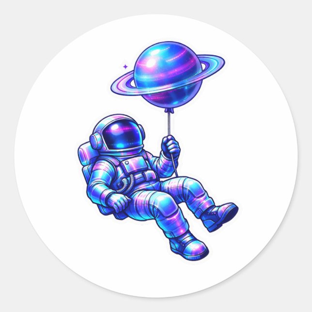 Futuristischer holografischer Weltraum-Astronauten Runder Aufkleber (Vorderseite)