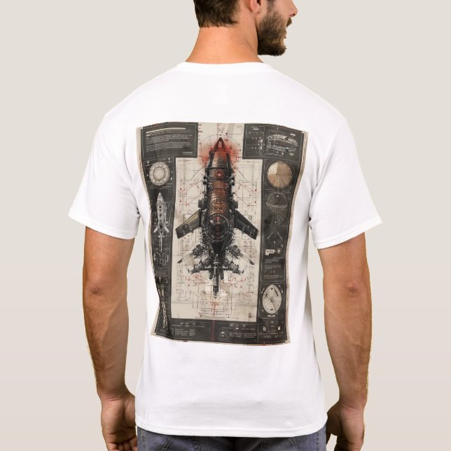 Futuristischer Hyperreal Infografik Tech T - Shirt (Rückseite)