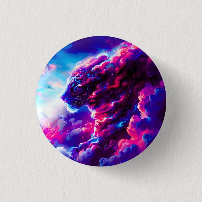 Futuristischer kosmischer Neon-Leopard  Button (Vorderseite)