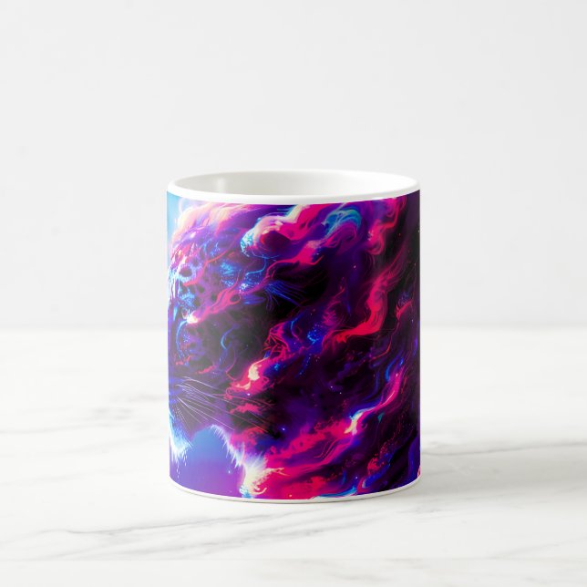 Futuristischer kosmischer Neon-Leopard  Kaffeetasse (Mittel)