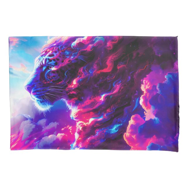 Futuristischer kosmischer Neon-Leopard  Kissenbezug (Vorderseite)