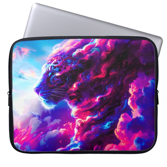 Futuristischer kosmischer Neon-Leopard  Laptopschutzhülle (Vorderseite)
