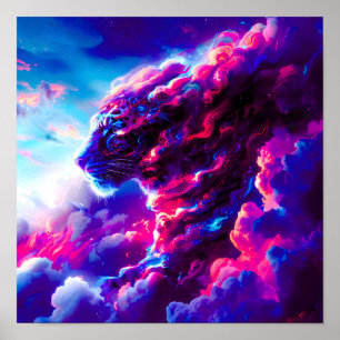 Futuristischer kosmischer Neon-Leopard  Poster